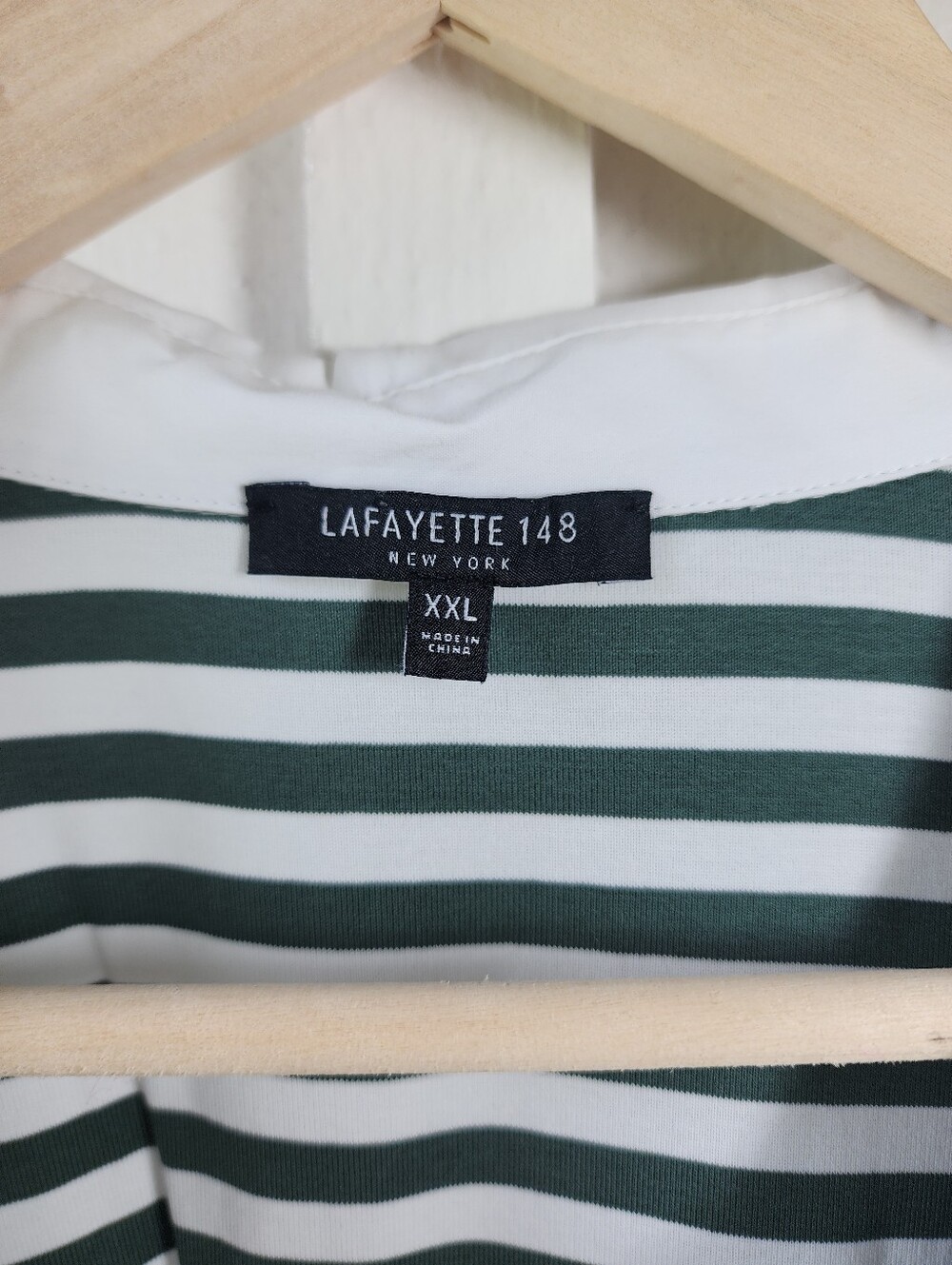 Lafayette 148 Striped Button Front Sleeveless Shirt Top Green & White XXL - Picture 3 of 11